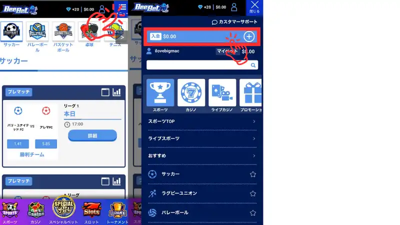 BeeBet(ビーベット)のアドレス、パスワード設定画面の画像です。