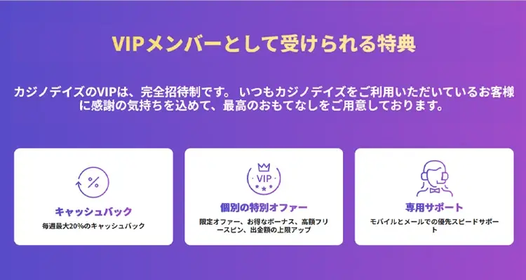 完全招待制「VIPプログラム」の手厚いサポート