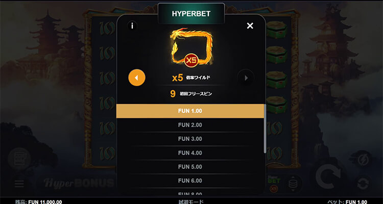 HyperBet機能でベット額を調整しよう！