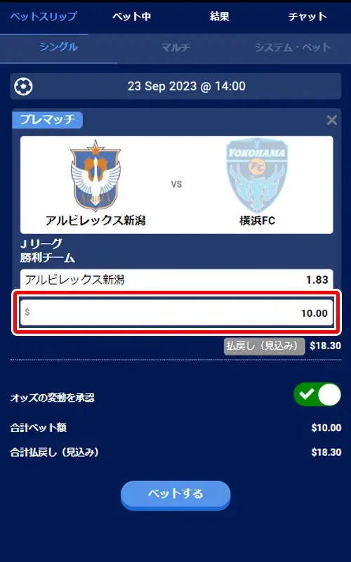 ビーベット サッカーへの賭け方