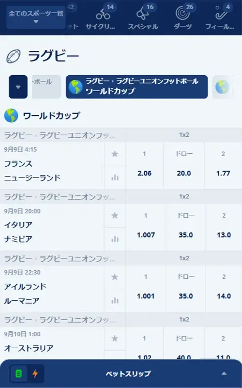 カジ旅のラグビーW杯への賭け方