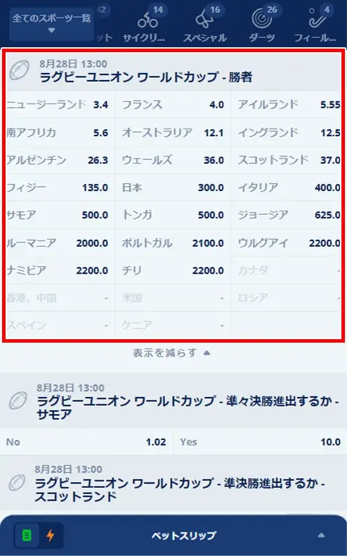 カジ旅 スポーツベット 賭け方