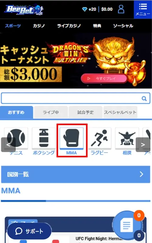 UFC 賭け方