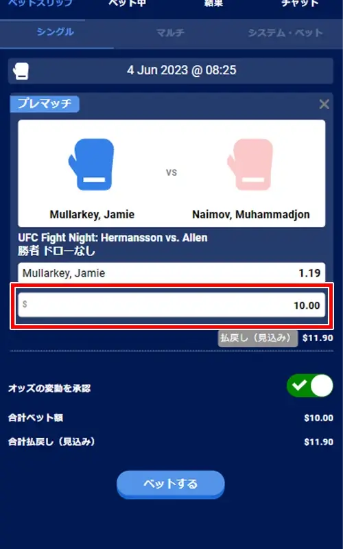 UFC 賭け方