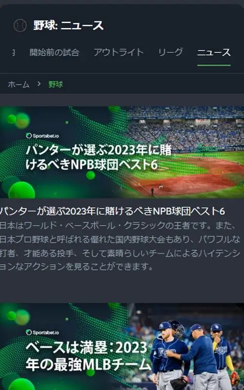 スポーツベットアイオーの野球への賭け方