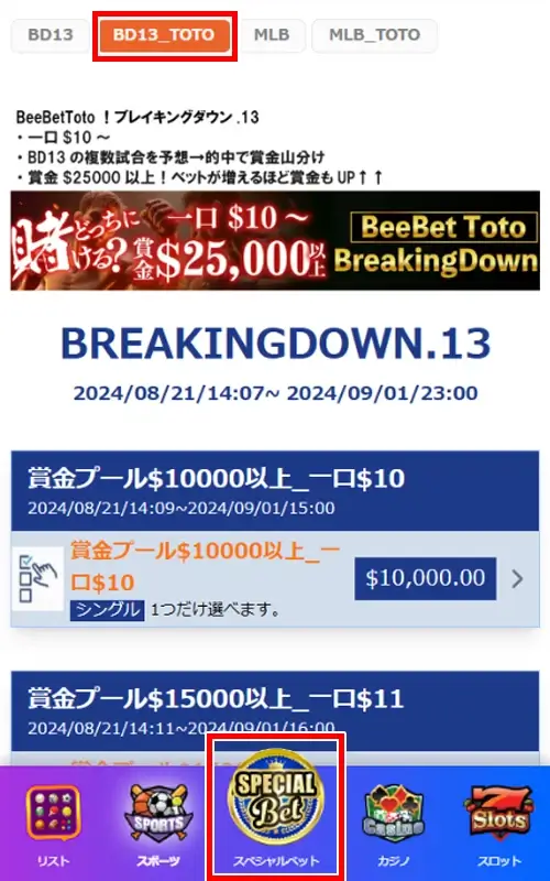 BeeBet Toto（ビーベット・トト）の賭け方