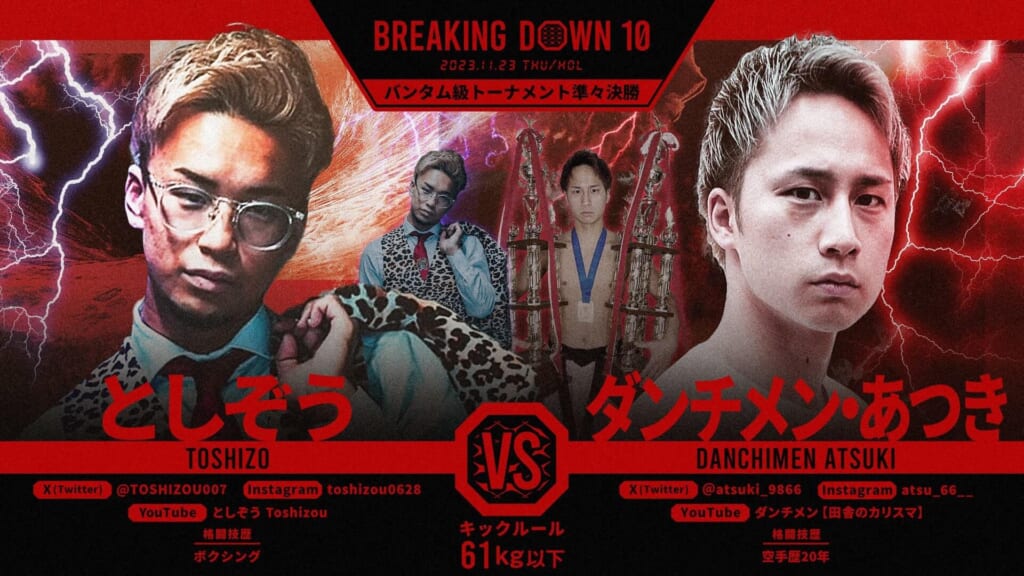 BREAKING DOWN10
バンタム級トーナメント準々決勝
としぞう vs ダンチメン・あつき