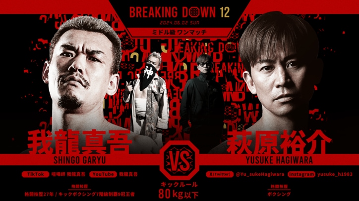 BREAKING DOWN 12
我龍真吾 vs. 萩原裕介