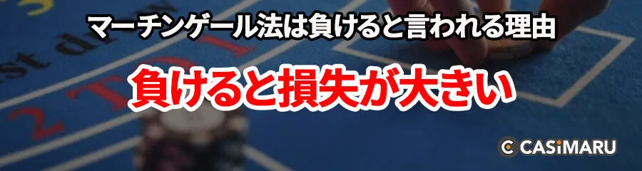 マーチンゲール法は勝てない、負けると言われる理由 (マーチンゲール法は負けると損失が大きい)