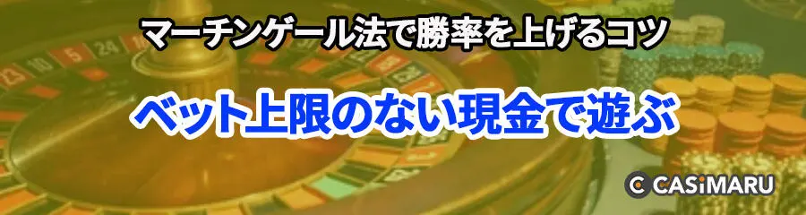 マーチンゲール法で勝率を上げるコツ (ベット上限のない現金で遊ぶ)