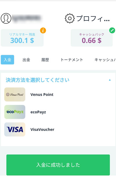 300ドル追加入金