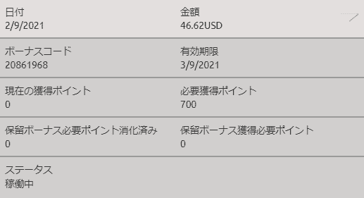 現金化までは700ポイント