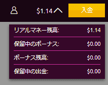 リアルマネー残高$1.14