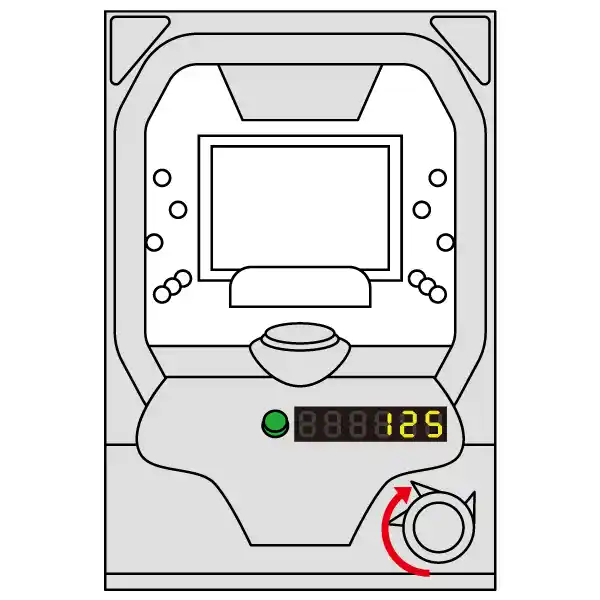ハンドルを回して遊技開始