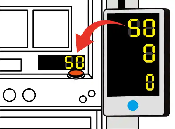 遊技機のクレジットにメダル数が表示される