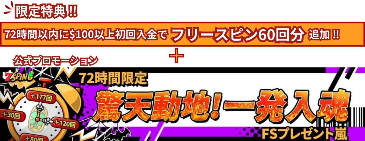 7スピンカジノの初回入金ボーナス、限定特典